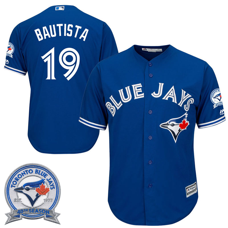 Toronto Blue Jays Jose Bautista #19 Royal Alternate 40th Anniversary Patch Cool Base Jersey