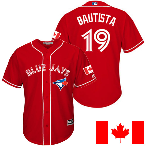 Toronto Blue Jays Jose Bautista #19 Majestic 2016 Canada Day Red Cool Base Jersey