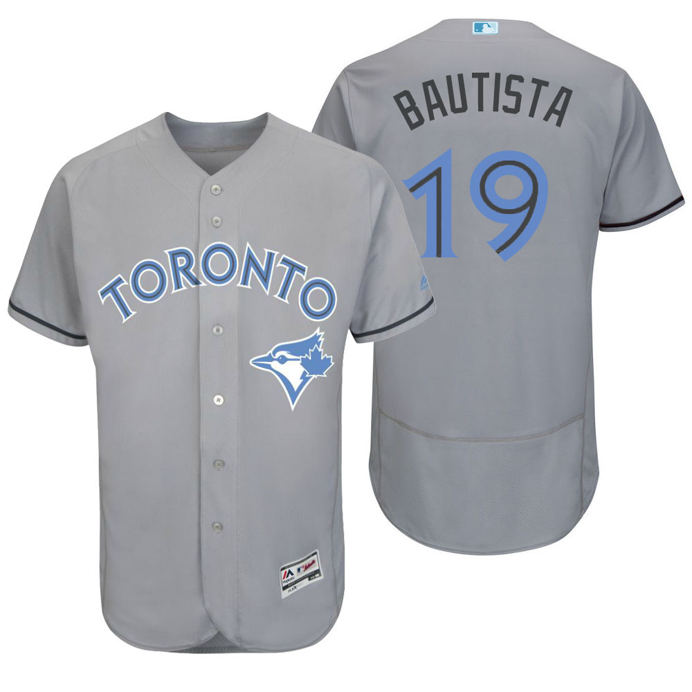 Toronto Blue Jays #19 Jose Bautista Majestic Gray Fashion 2016 Father's Day Flex Base Jersey