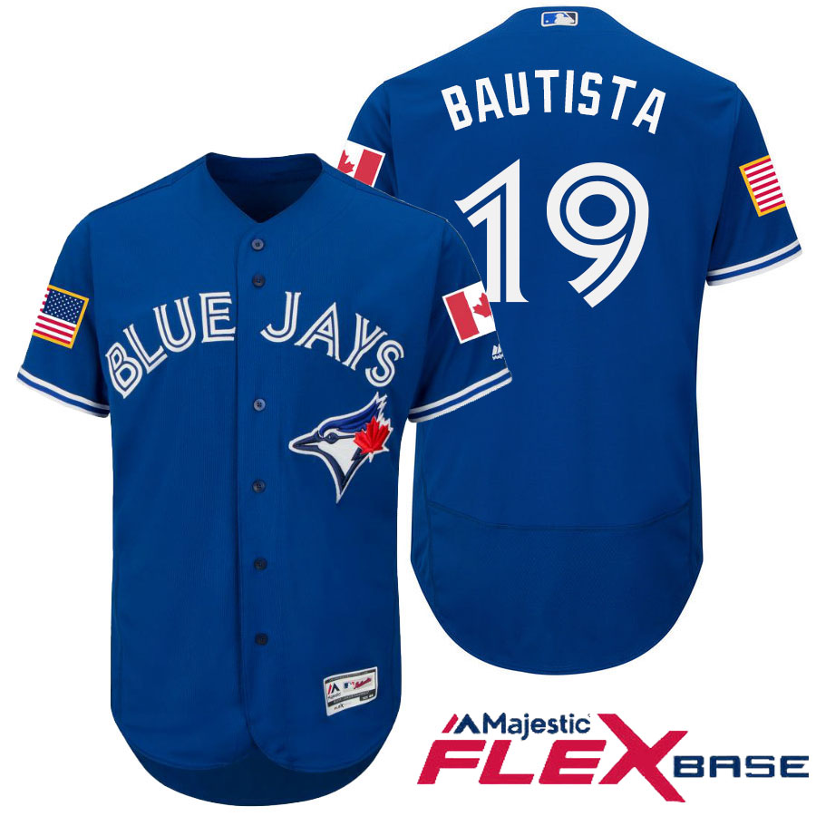 Toronto Blue Jays #19 Jose Bautista Blue Stars & Stripes 2016 Independence Day Flex Base Jersey