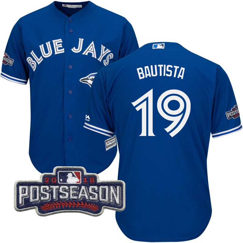 Toronto Blue Jays Jose Bautista #19 Royal 2016 Postseason Patch Cool Base Jersey