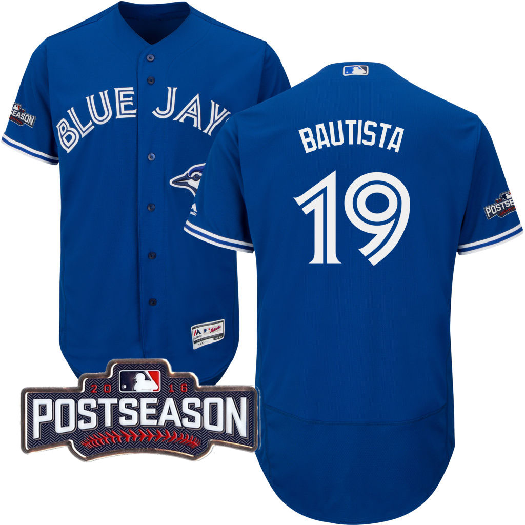 Toronto Blue Jays Jose Bautista #19 Royal 2016 Postseason Patch Flex Base Jersey