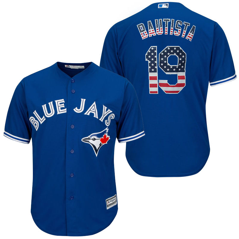 Toronto Blue Jays Jose Bautista #19 Royal Stars and Stripes Cool Base Jersey