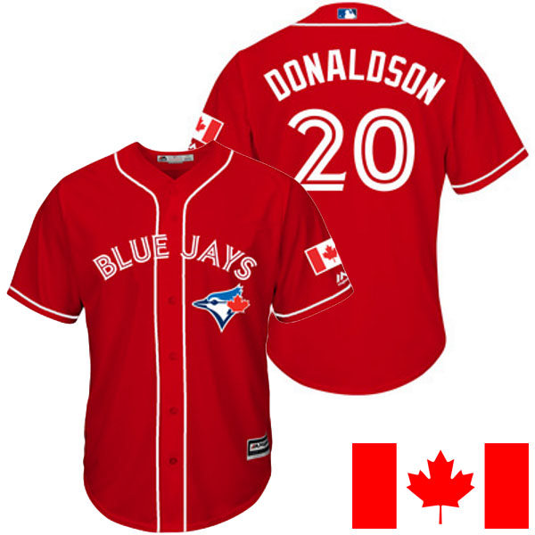 Toronto Blue Jays Josh Donaldson #20 Majestic 2016 Canada Day Red Cool Base Jersey