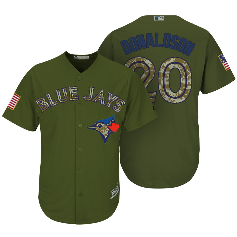 Toronto Blue Jays #20 Josh Donaldson Camo Olive Salute Official Cool Base Player Jersey