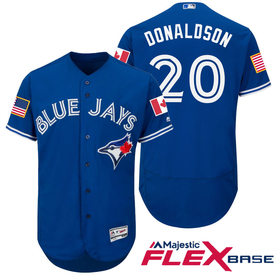 Toronto Blue Jays #20 Josh Donaldson Blue Stars & Stripes 2016 Independence Day Flex Base Jersey