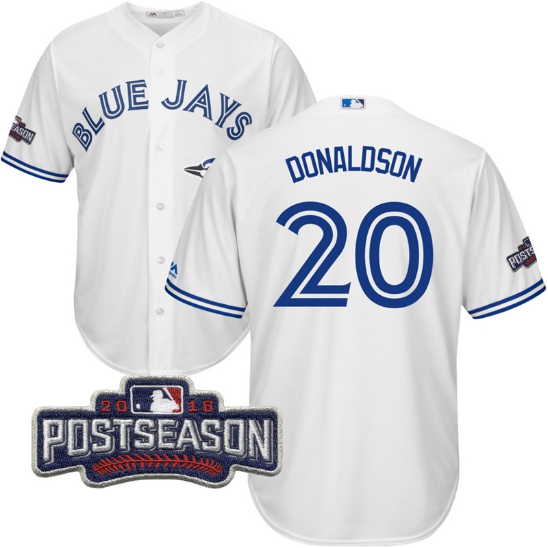 Toronto Blue Jays Josh Donaldson #20 White 2016 Postseason Patch Cool Base Jersey