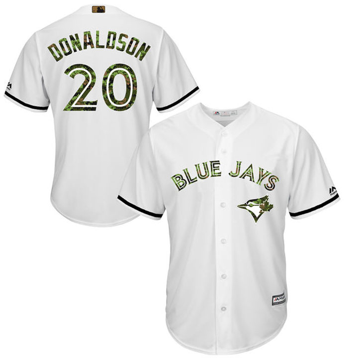 Toronto Blue Jays Josh Donaldson #20 White Camo Fashion 2016 Memorial Day Cool Base Jersey