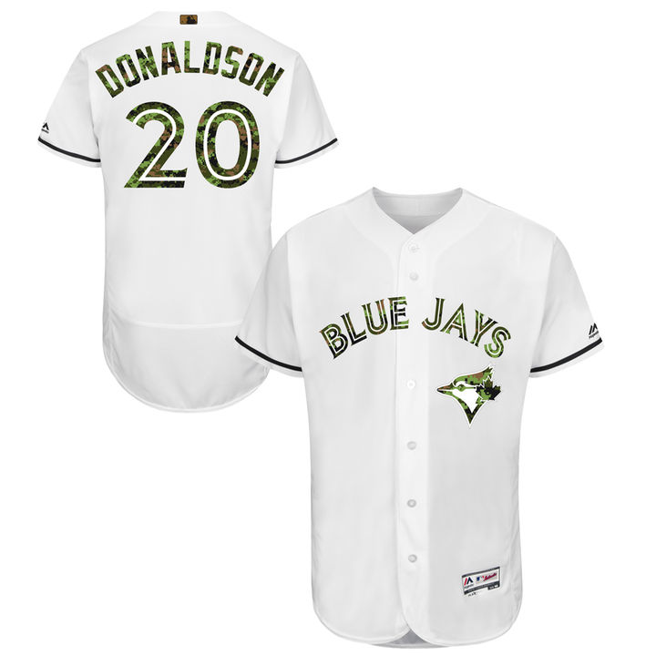 Toronto Blue Jays Josh Donaldson #20 White Camo Fashion 2016 Memorial Day Flex Base Jersey