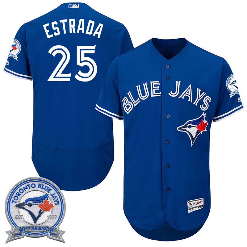 Toronto Blue Jays Marco Estrada #25 Royal Alternate 40th Anniversary Patch Flex Base Jersey