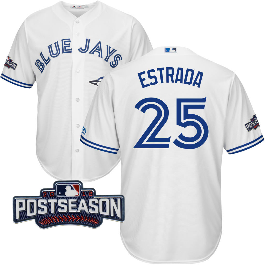 Toronto Blue Jays Marco Estrada #25 White 2016 Postseason Patch Cool Base Jersey