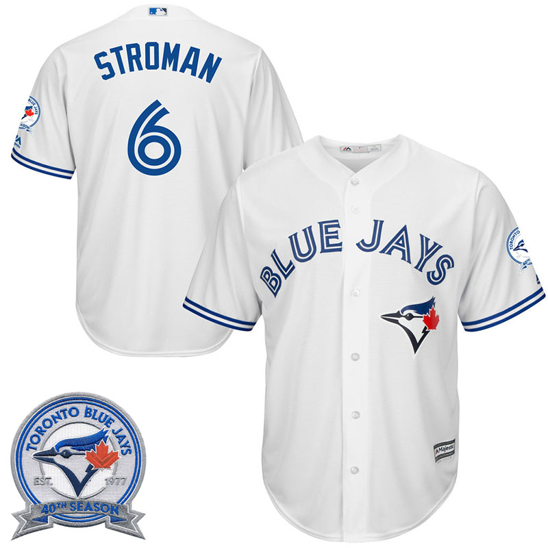 Toronto Blue Jays Marcus Stroman #6 White Home 40th Anniversary Patch Cool Base Jersey