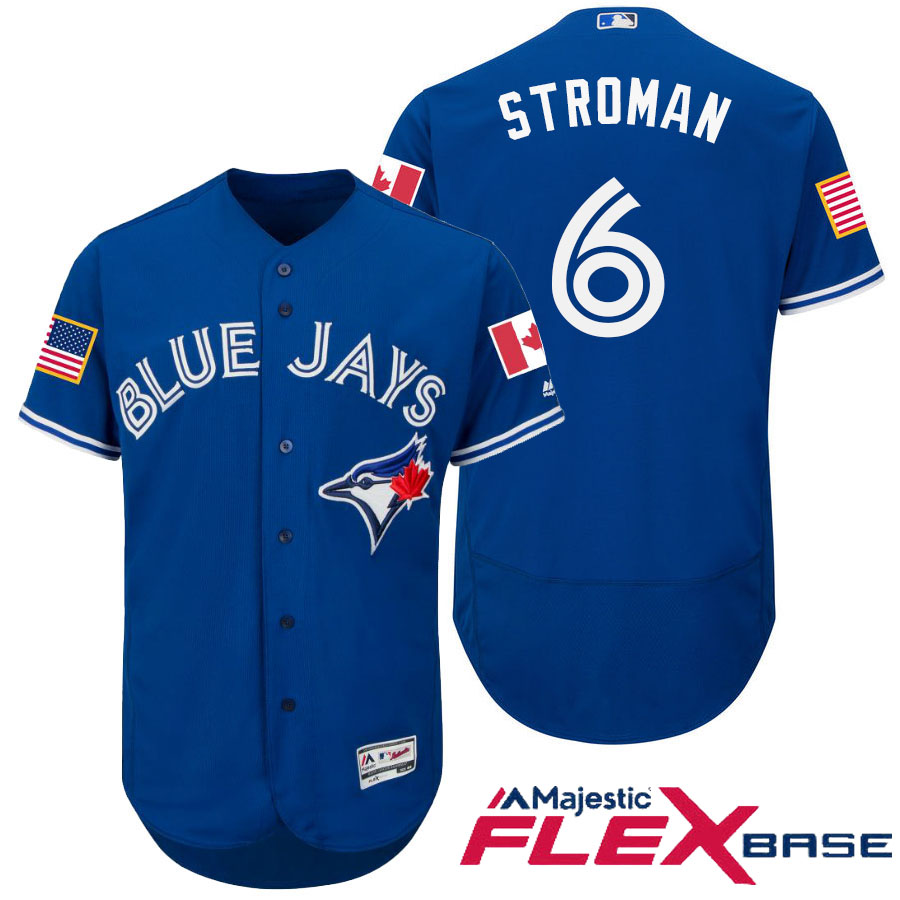 Toronto Blue Jays #6 Marcus Stroman Blue Stars & Stripes 2016 Independence Day Flex Base Jersey