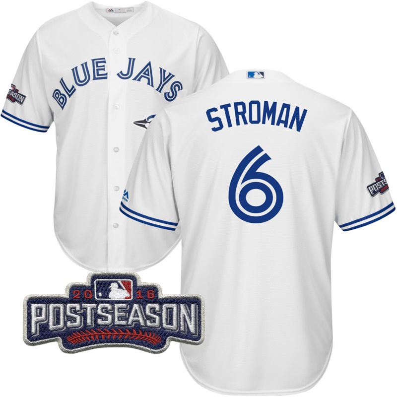 Toronto Blue Jays Marcus Stroman #6 White 2016 Postseason Patch Cool Base Jersey