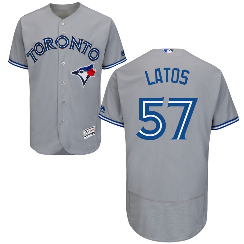 Men Toronto Blue Jays Mat Latos #57 Gray Road Flex Base Jersey