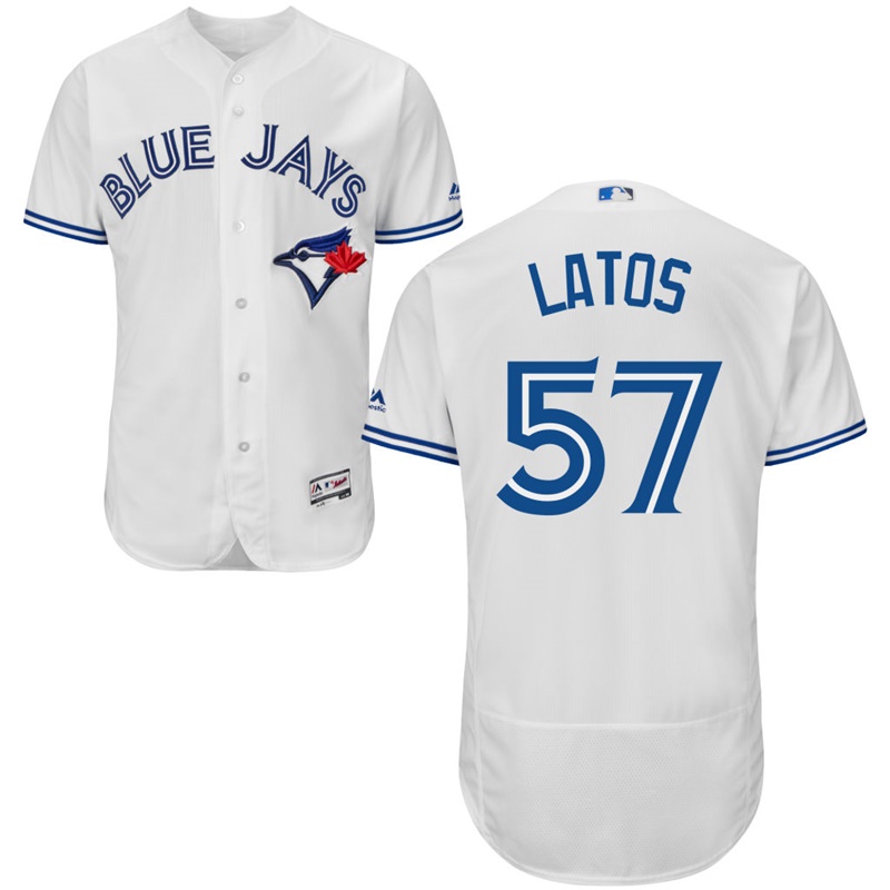 Men Toronto Blue Jays Mat Latos #57 White Home Flex Base Jersey