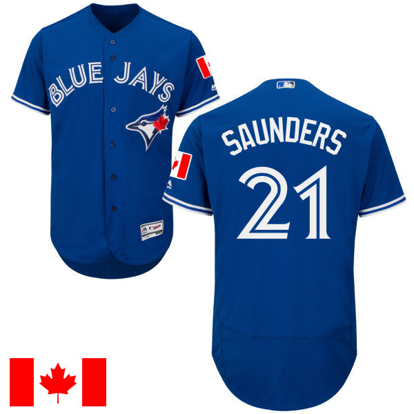 Toronto Blue Jays Michael Saunders #21 Majestic Royal 2016 Canada Day Flex Base Jersey