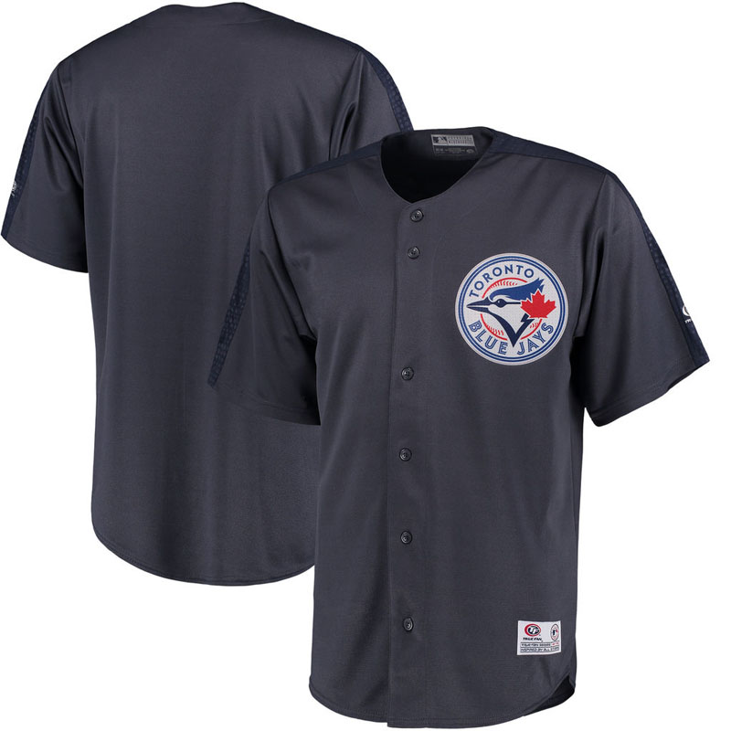 Toronto Blue Jays Stitches Charcoal Button Down Hot Corner Polyester Jersey