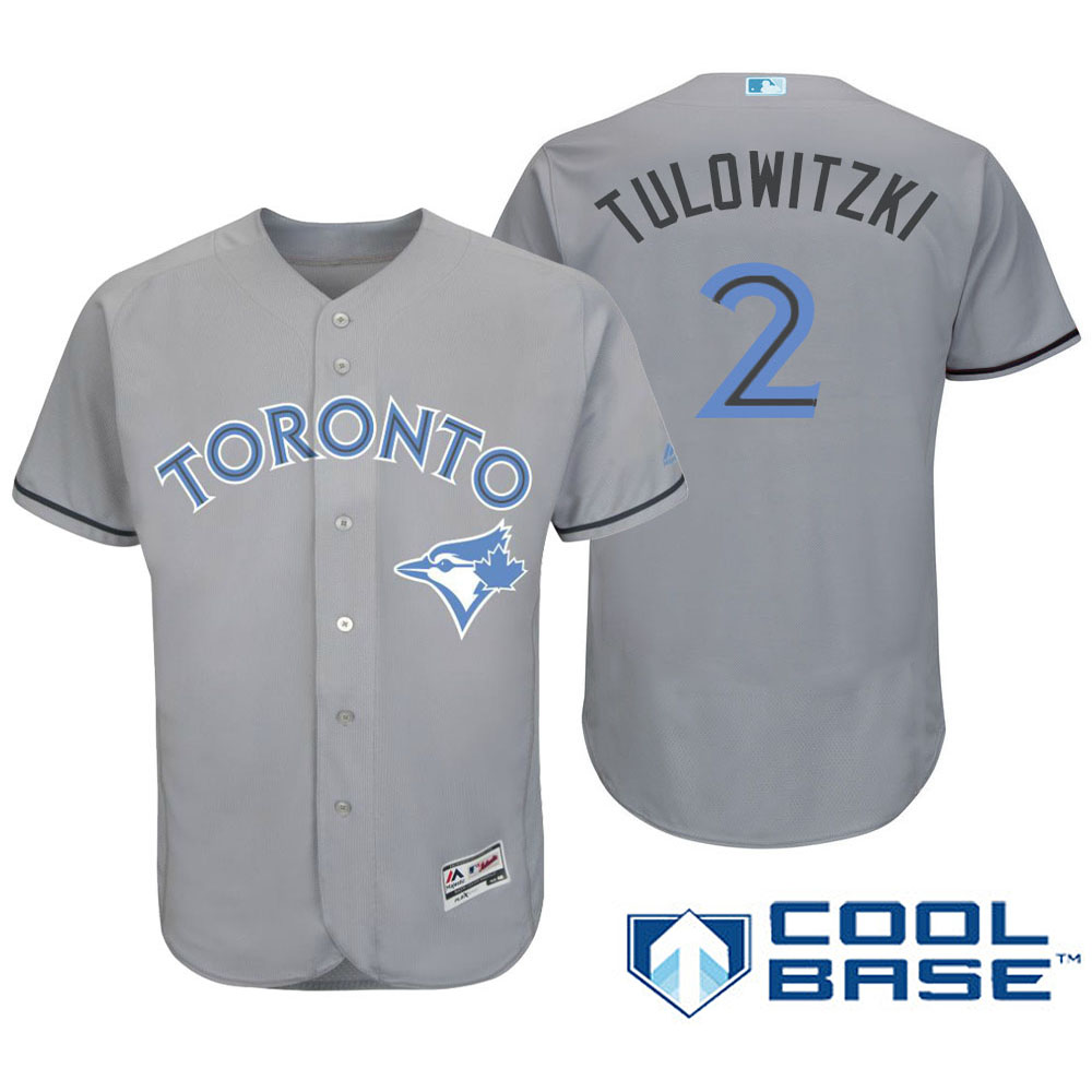 Toronto Blue Jays #2 Troy Tulowitzki Majestic Gray Fashion 2016 Father's Day Cool Base Jersey