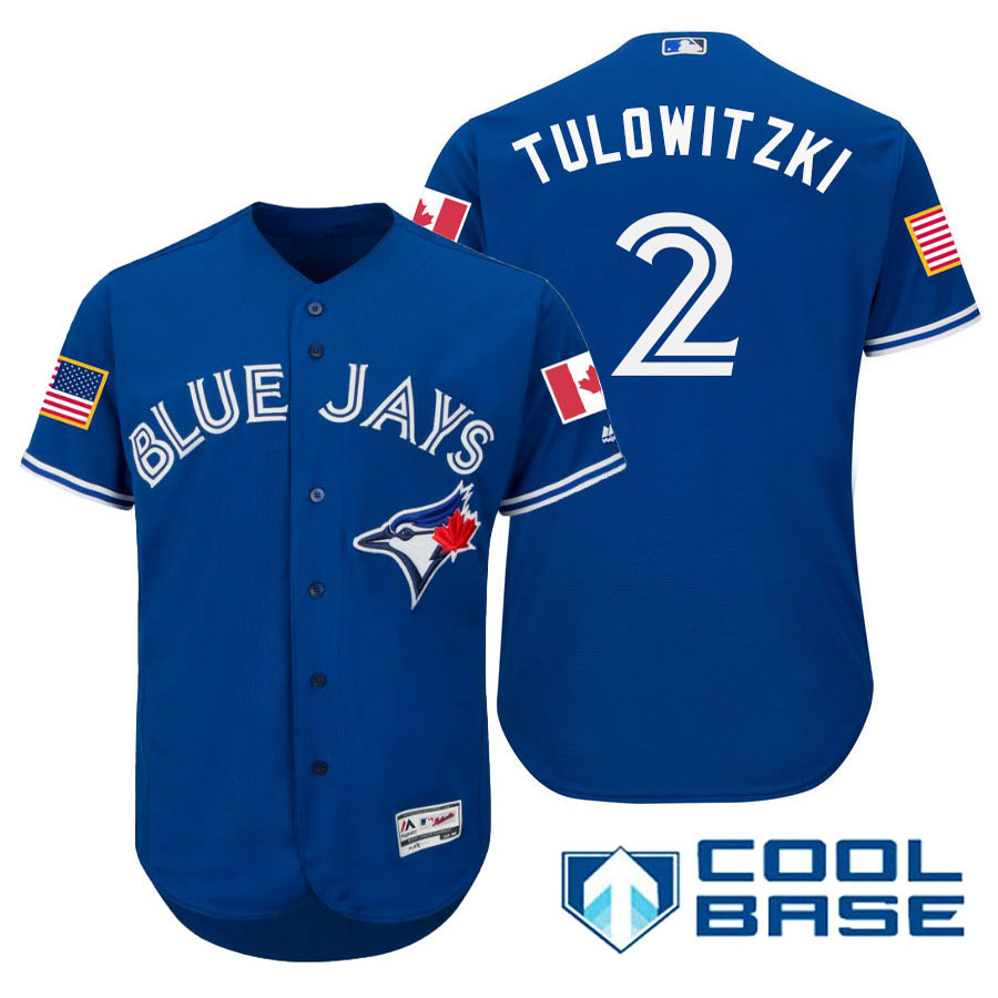 Toronto Blue Jays #2 Troy Tulowitzki Blue Stars & Stripes 2016 Independence Day Cool Base Jersey