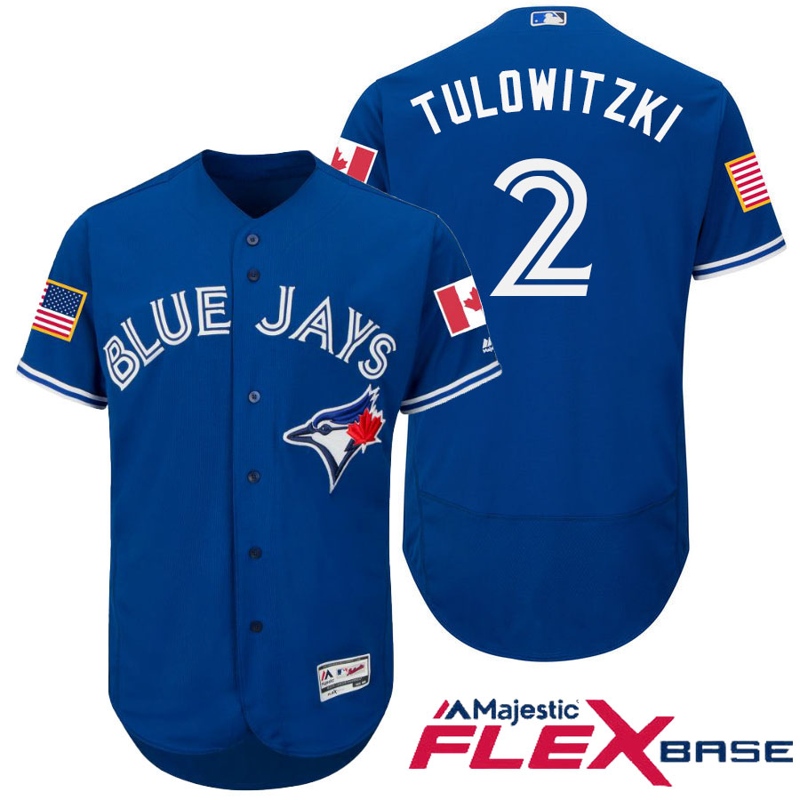 Toronto Blue Jays #2 Troy Tulowitzki Blue Stars & Stripes 2016 Independence Day Flex Base Jersey