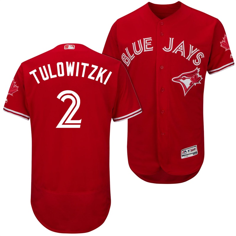 Toronto Blue Jays Troy Tulowitzki #2 Scarlet 2017 Alternate Authentic Collection Flex Base Jersey