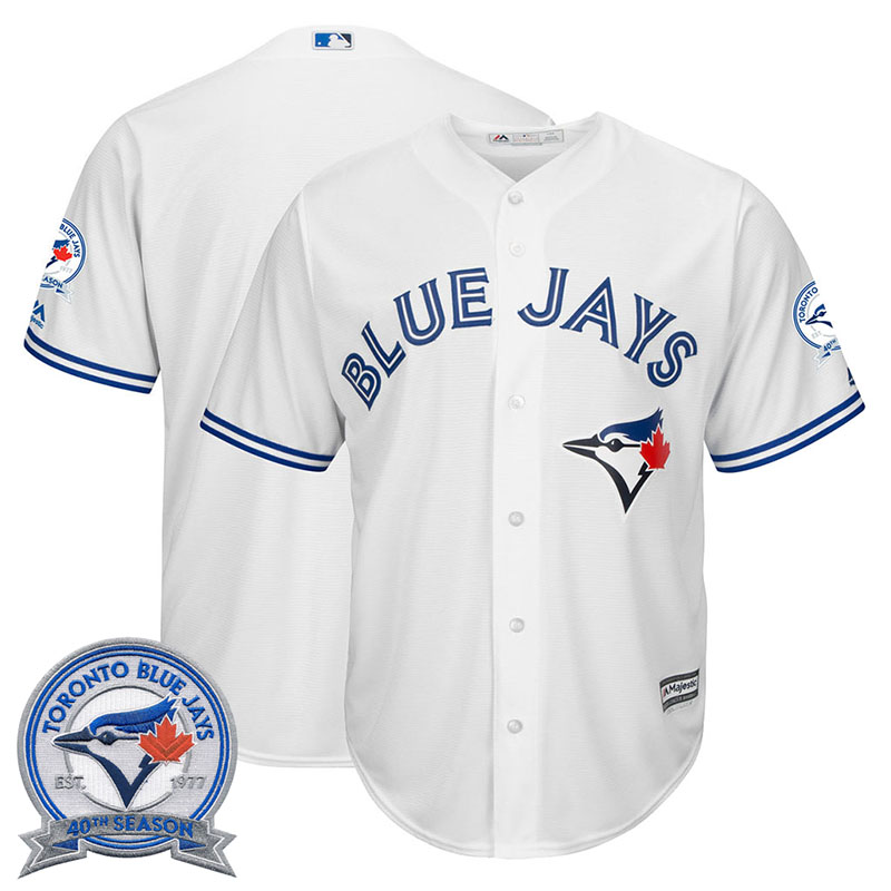 Toronto Blue Jays White Home 40th Anniversary Patch Cool Base Jersey