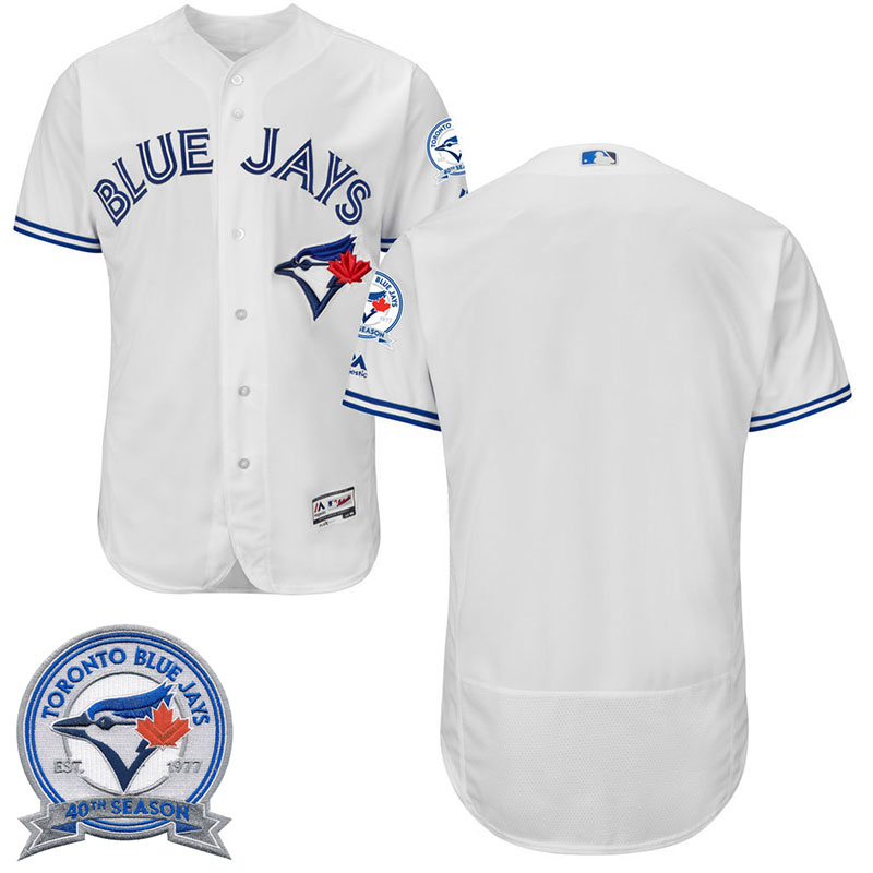 Toronto Blue Jays White Home 40th Anniversary Patch Flex Base Jersey