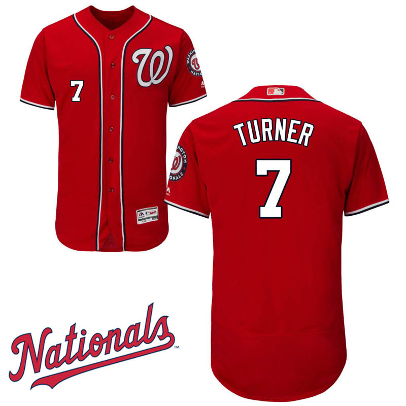 Trea Turner #7 Washington Nationals Alternate Red Flex Base Jersey