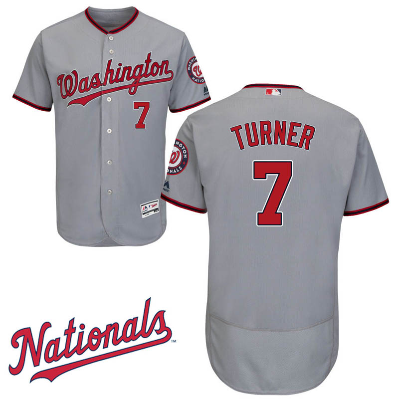 Trea Turner #7 Washington Nationals Road Gray Flex Base Jersey