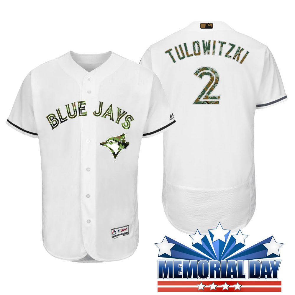 Toronto Blue Jays Troy Tulowitzki #2 White Camo Fashion 2016 Memorial Day Flex Base Jersey