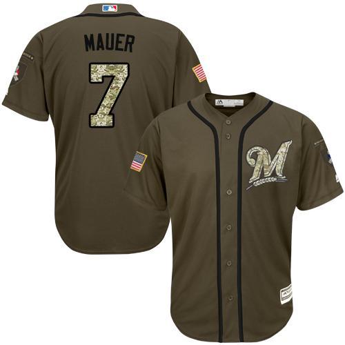 Minnesota Twins #7 Joe Mauer Olive Camo Stitched Baseball Jersey