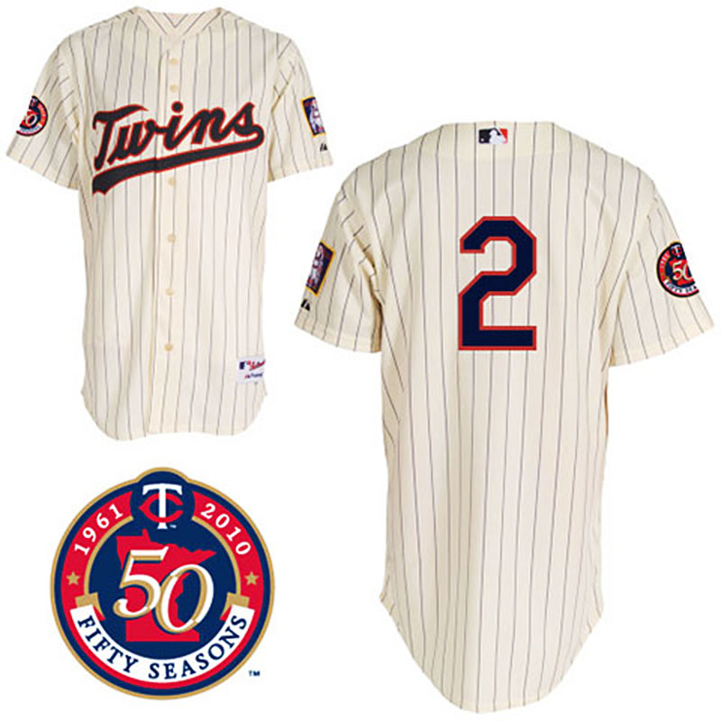 Minnesota Twins #2 Denard Span Cream Home 50TH Season Patch Jersey