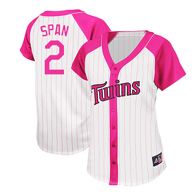 Minnesota Twins #2 Denard Span White/Pink Women's Splash Jersey