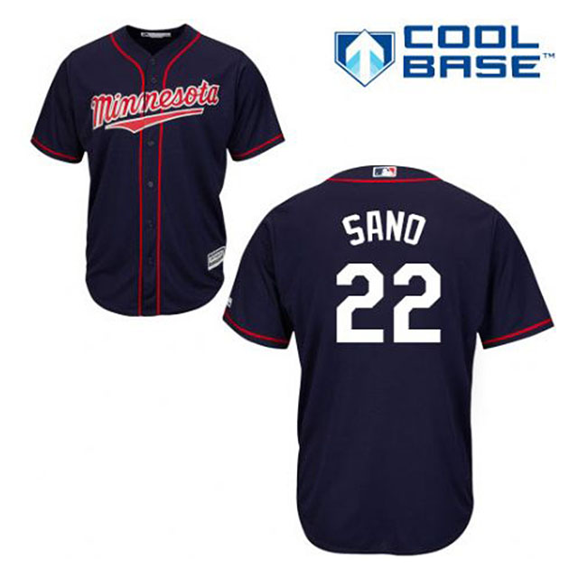 Minnesota Twins #22 Miguel Sano Majestic Navy Cool Base Player Jersey