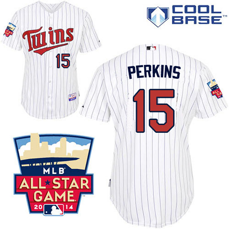 Minnesota Twins #15 Glen Perkins Men's Authentic White Home Majestic MLB Cool Base Jersey