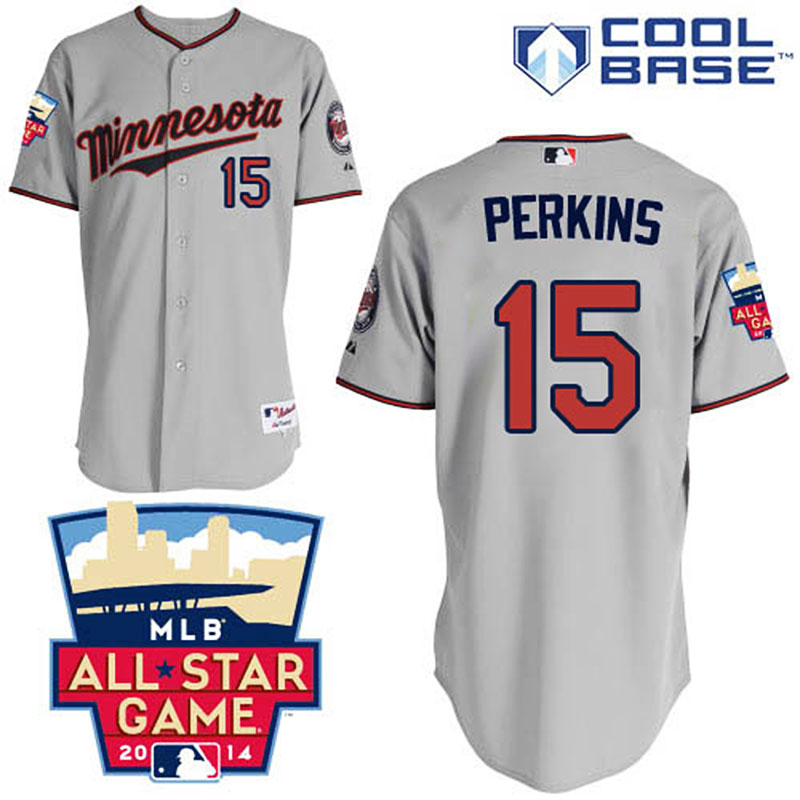 Minnesota Twins #15 Glen Perkins Men's Authentic Grey Road Majestic MLB Cool Base Jersey