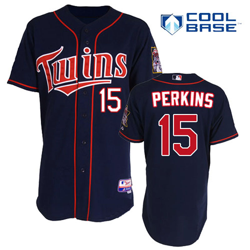 Minnesota Twins #15 Glen Perkins Men's Authentic Navy Blue Alternate Home Majestic MLB Cool Base Jersey