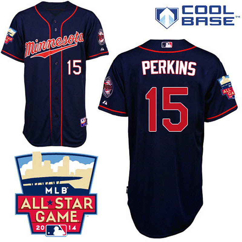 Minnesota Twins #15 Glen Perkins Men's Authentic Navy Blue Alternate Road Majestic MLB Cool Base Jersey