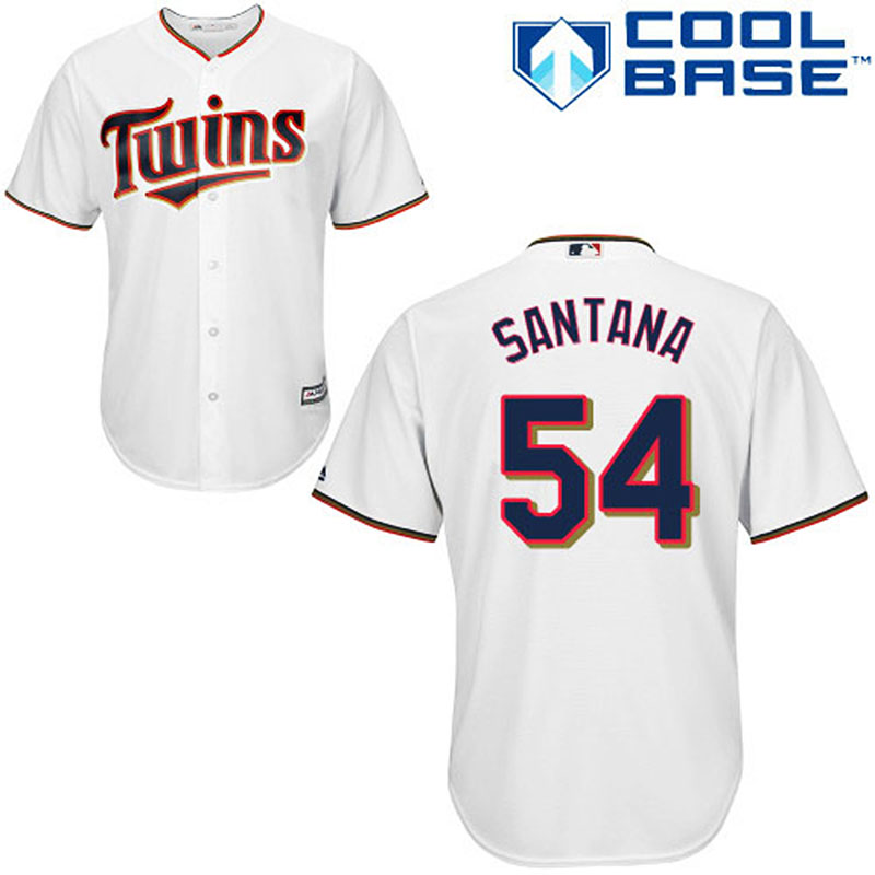 Minnesota Twins #54 Ervin Santana Men's Authentic White Home Majestic MLB Cool Base Jersey