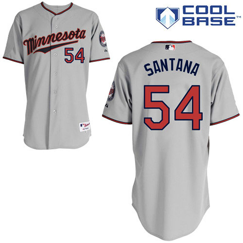 Minnesota Twins #54 Ervin Santana Men's Authentic Grey Road Majestic MLB Cool Base Jersey