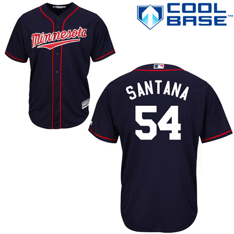 Minnesota Twins #54 Ervin Santana Men's Authentic Navy Blue Alternate Road Majestic MLB Cool Base Jersey