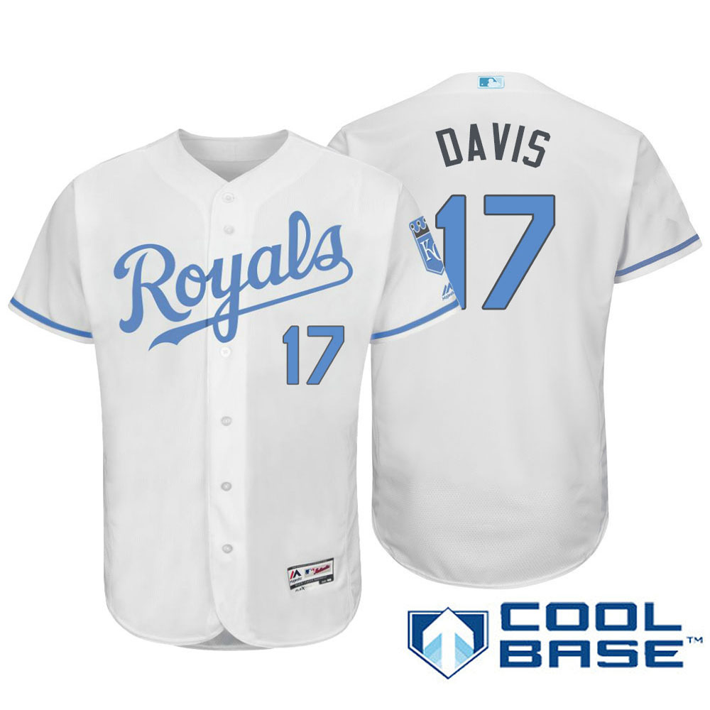 Kansas City Royals #17 Wade Davis Majestic White Fashion 2016 Father's Day Cool Base Jersey