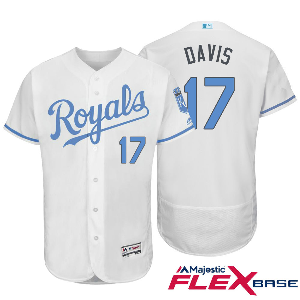 Kansas City Royals #17 Wade Davis Majestic White Fashion 2016 Father's Day Flex Base Jersey