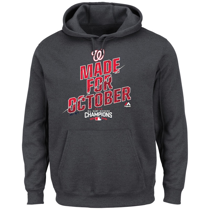 2016 NL East Division Champions Washington Nationals Charcoal Made for October Locker Room Hoodie