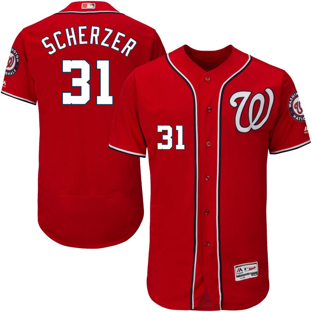 Washington Nationals #31 Max Scherzer Alternate Scarlet Authentic Collection Flex Base Jersey