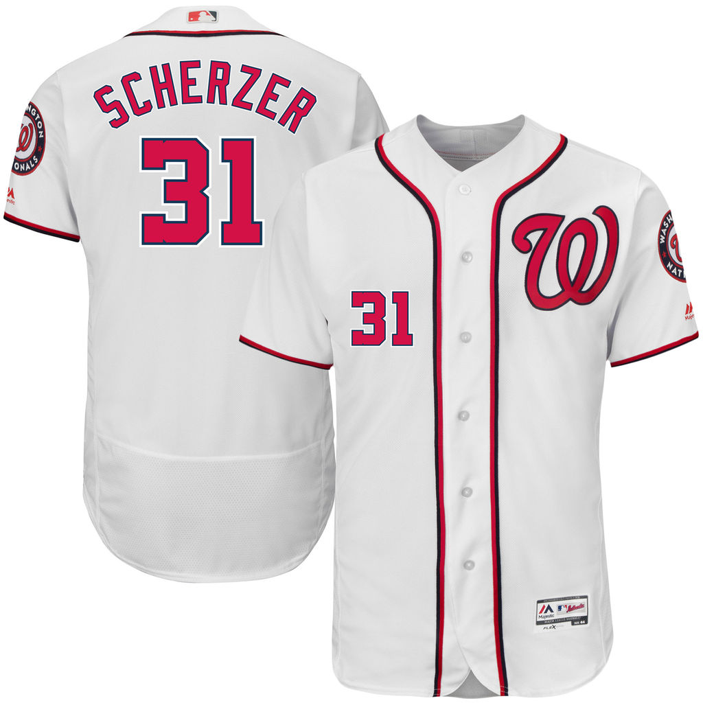 Washington Nationals #31 Max Scherzer Home White Authentic Collection Flex Base Jersey