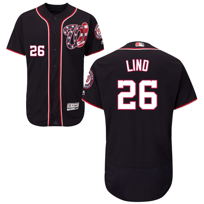 Men Washington Nationals Adam Lind #26 Navy Alternate Flex Base Jersey