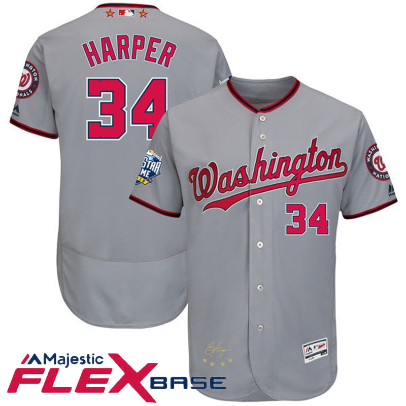 Washington Nationals Bryce Harper #34 Majestic Gray 2016 MLB All-Star Game Signature Flex Base Jersey