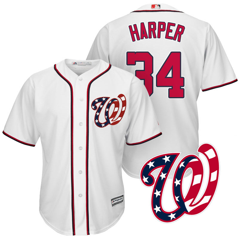 Washington Nationals Bryce Harper #34 White 2017 Cool Base Jersey